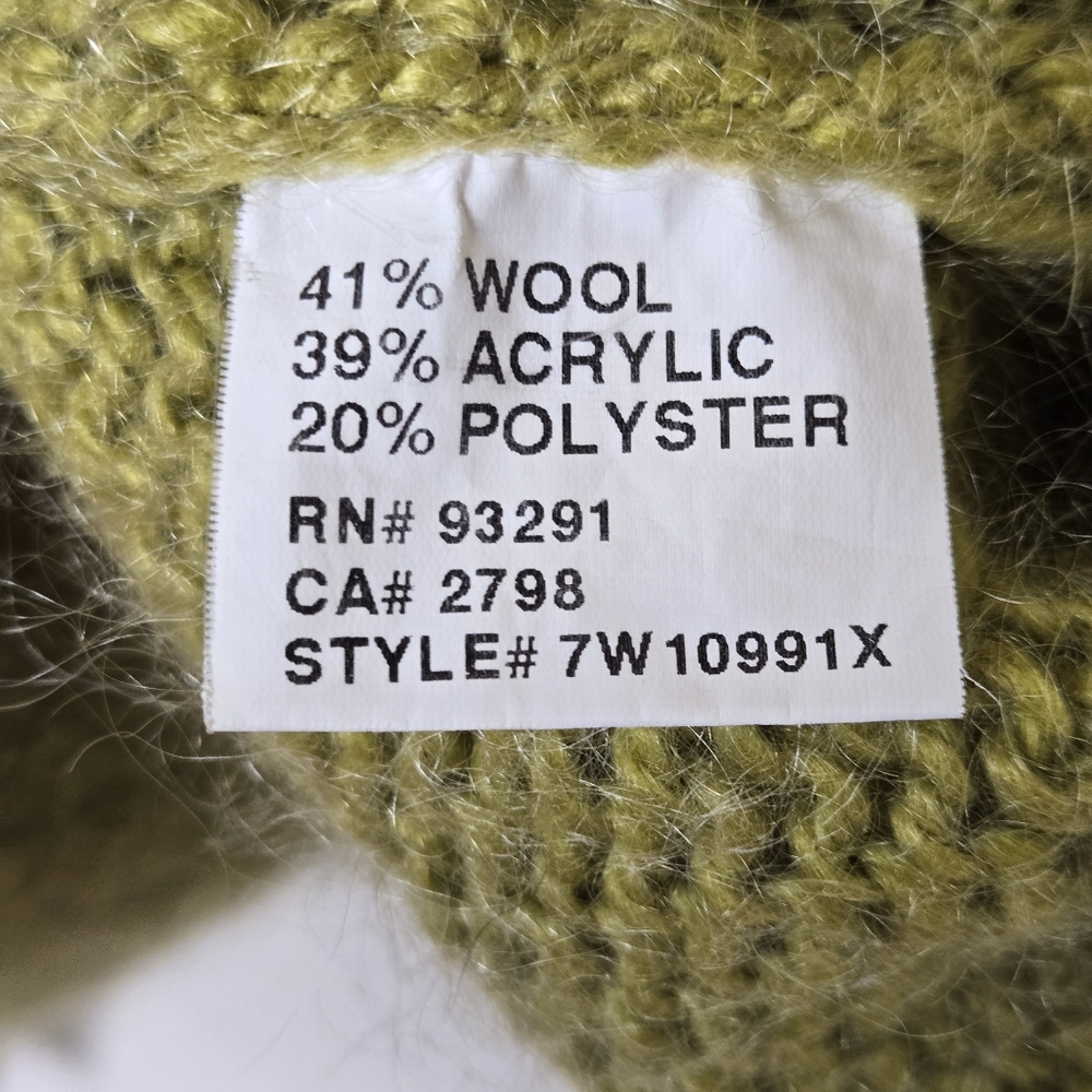 Handmade True Grit Wool Green Shawl Collar Nordic Fair Isle Cardigan Sweater - Picture 5 of 8